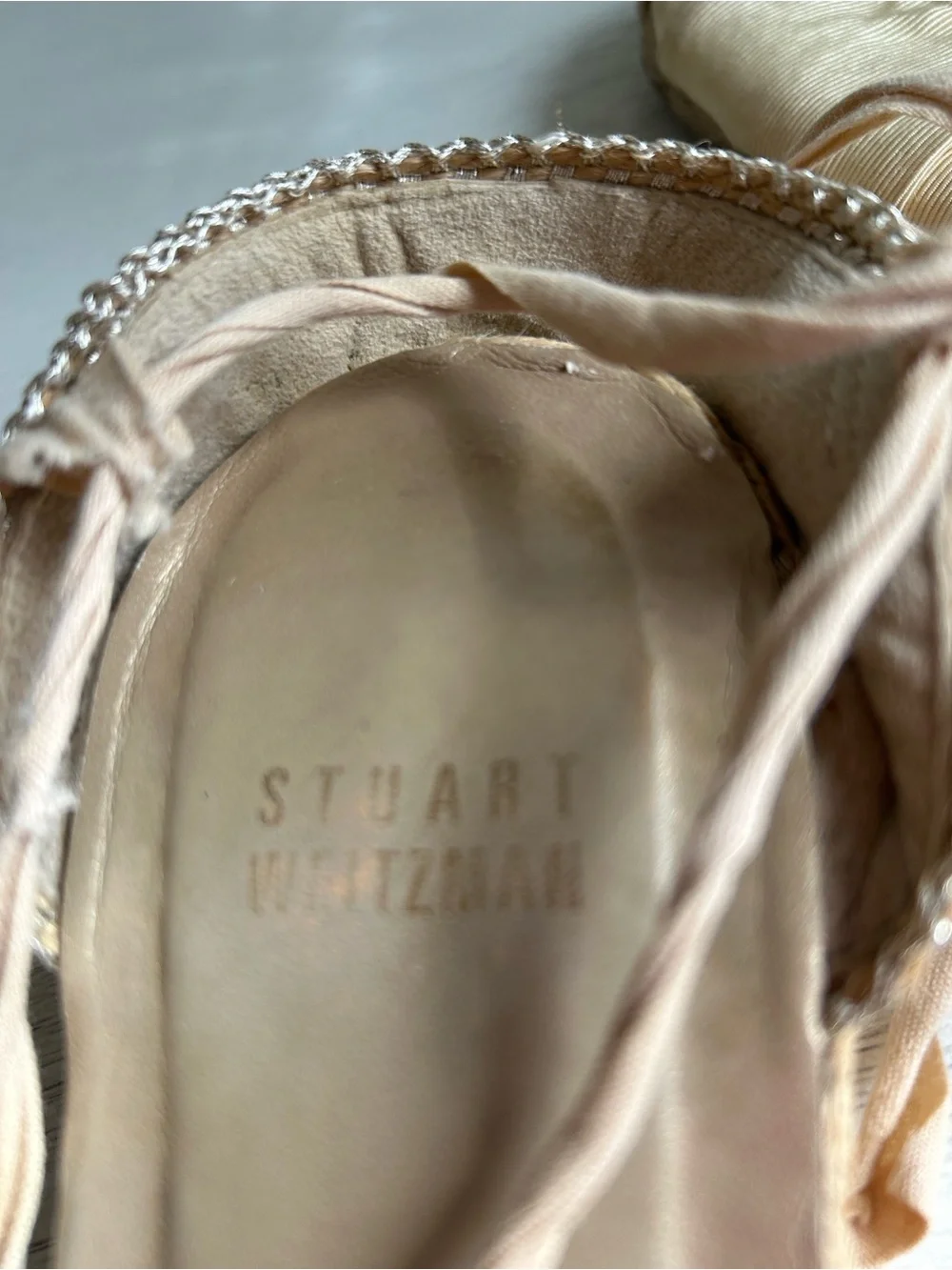 Stuart Weitzman Cream Espadrille Flats